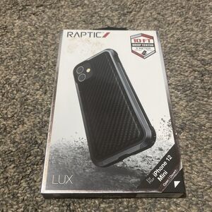 Raptic Lux Tough Rugged Rear Case for Apple iPhone 12 Mini - Black Carbon Fiber